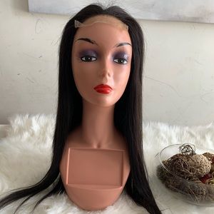 Silky straight virgin Human hair wigs 16inches with closure lace front 4*4